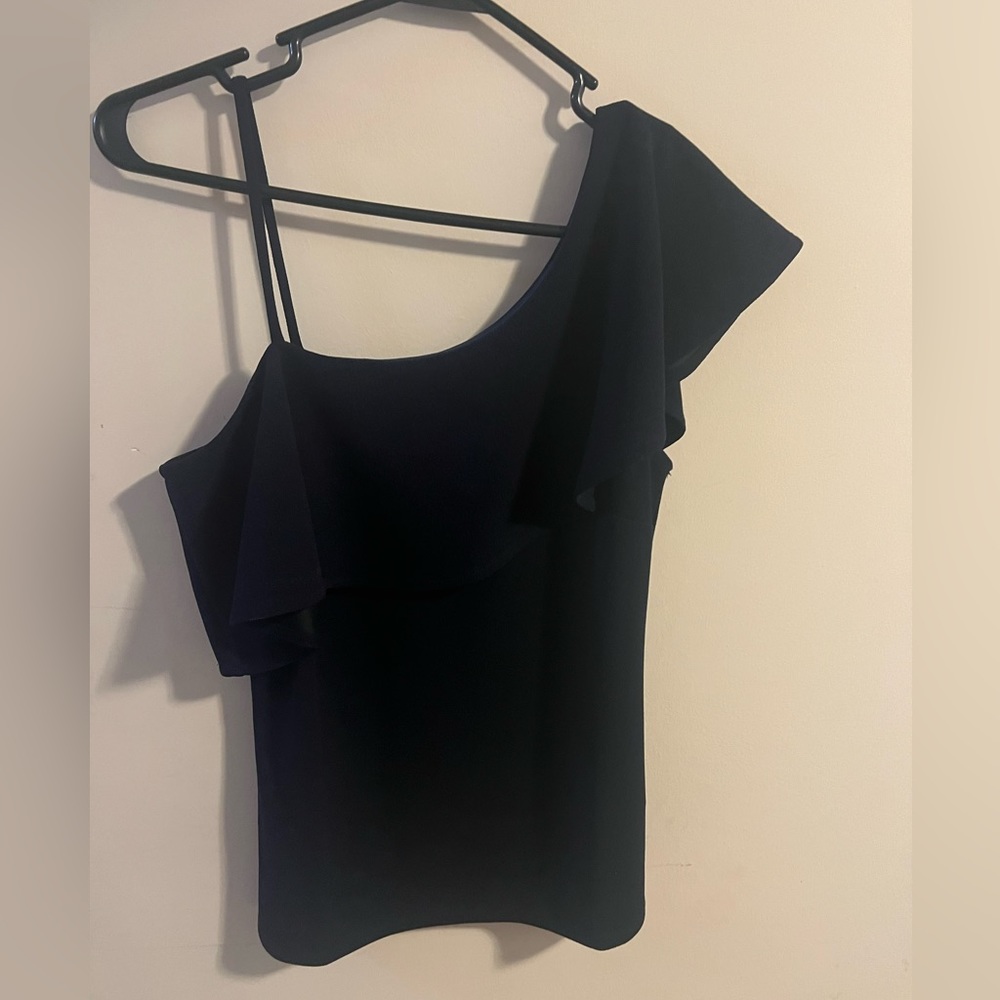 Asymmetrical navy blue top